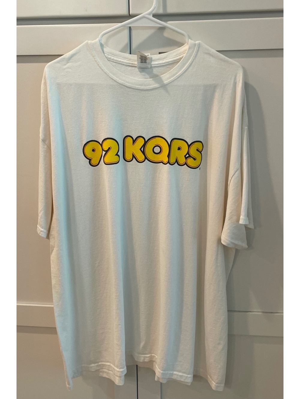 80s/90s Vintage promo Gildan Ultra Cotton 92 KQRS Graphic T-Shirt White 2XL